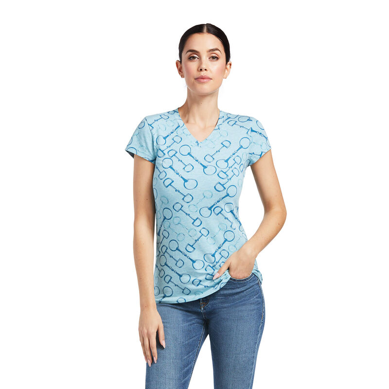 Ariat T-Shirts Damen - Snaffle HellBlau ( XKTMZ-1697 )